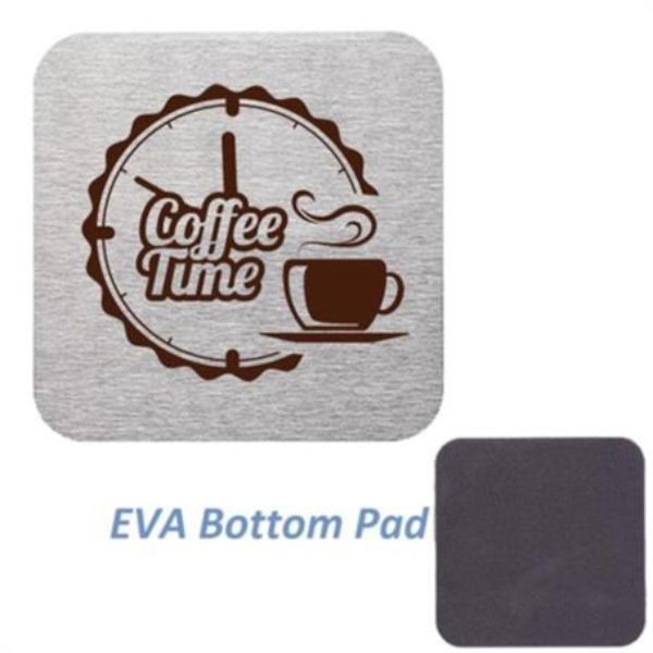 Stainless Steel Square Coasters w/Custom Logo & Cork Backing