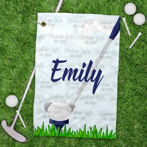 12"x 20" Custom Sublimation Microfiber Golf Towel w/ Grommet & Carabiner