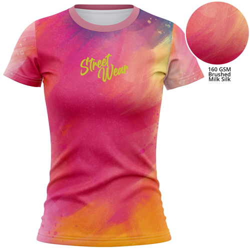 Women's 160 GSM Brushed Milk Silk Sublimation Short Sleeve T-shirt
