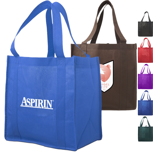 Reusable Thunder Non-Woven Grocery Tote Bag W/ Gusset USA Decorated (12.62" x 13" x 8.75")