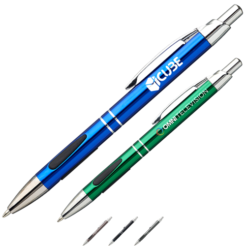 Engraved Metal Pens w/ Silver accents & Ballpoint Tip Pen