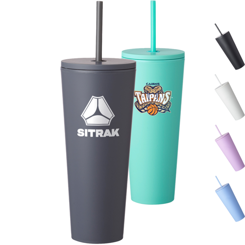 24 oz. Custom Kenai Plastic Tumblers with Straw