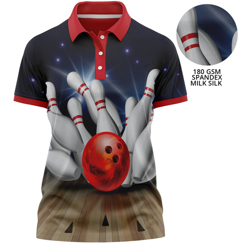 Full Color Sublimation Women's 180 GSM Spandex Milk Silk Performance Polo