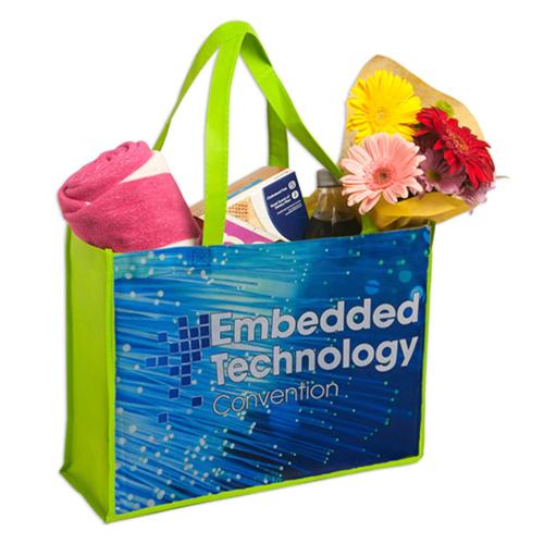 16" x 12" x 6" Sublimated PET Non-Woven Shopping Tote Bag w/ Gusset - 2 Sided
