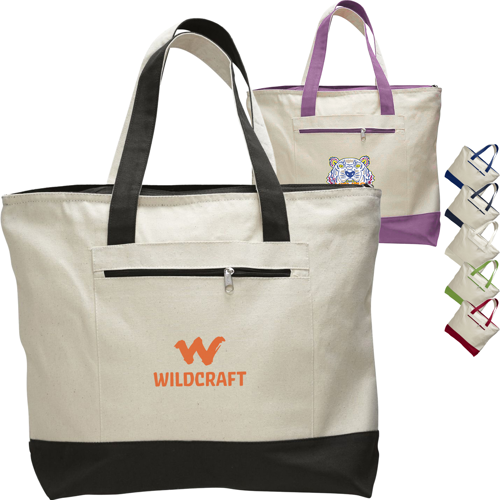 HEAVY COTTON CANVAS 12 OZ. TOTE BAG W/ MATCHING BOTTOM AND HANDLES
