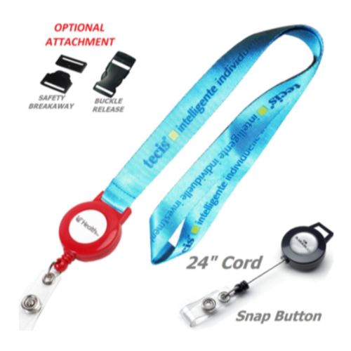 3/4" Nylon Custom Lanyard w/ Retractable Badge Reel