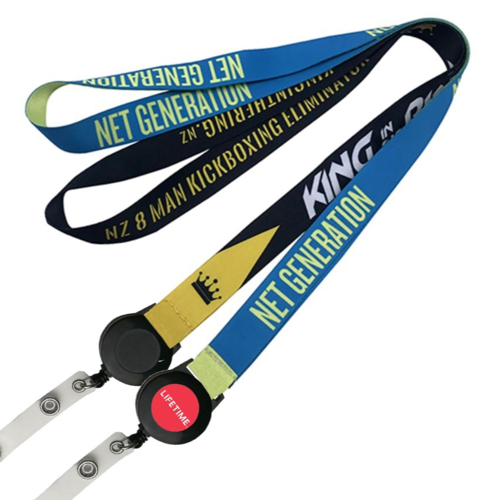 5/8" Custom  Dye Sublimation Lanyards W/ Retractable Reel Combo