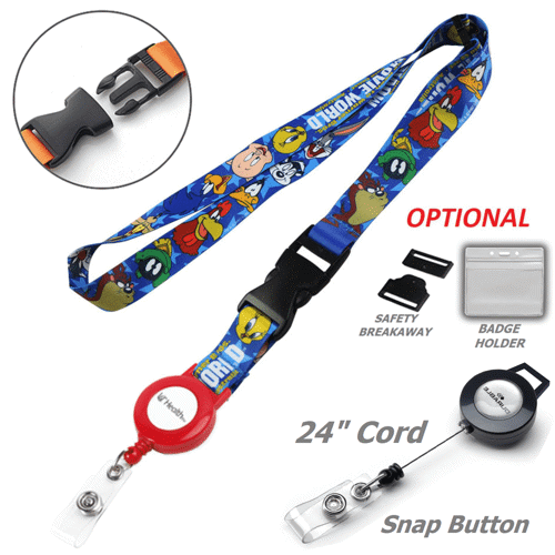 Sublimated Lanyard Badge Reel Combo W/ Buckle Release