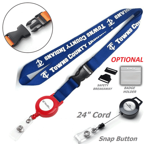3/4" Polyester Combo Badge Reel Lanyard w/ Buckle Release