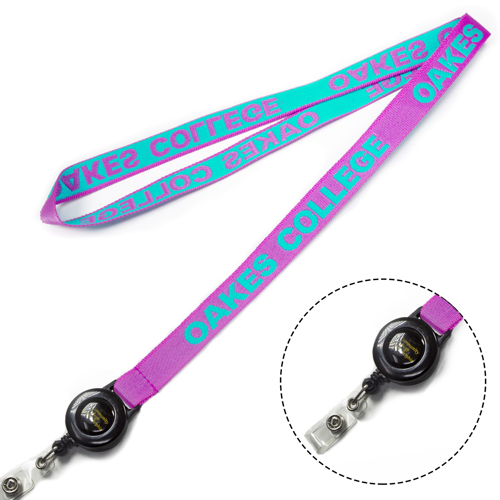 1/2 inch Woven Lanyards w/ Retractable Reel Combo