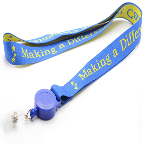 3/4" Custom Printed Woven Lanyards w/ Retractable Reel Combo
