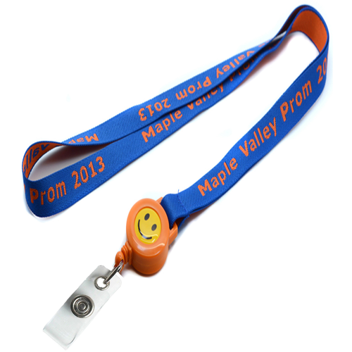 5/8" Custom Woven Lanyards w/ Retractable Reel Combo