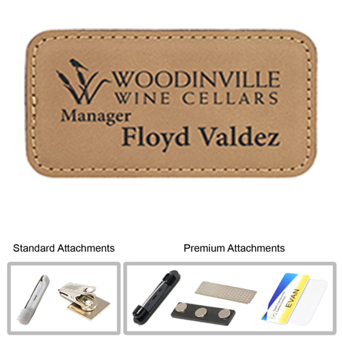 3"W x 1.5"H Custom Leather Name Badges