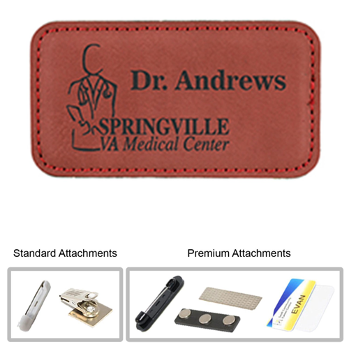 3.375"W x 2.125"H Customize Leather Name Badges
