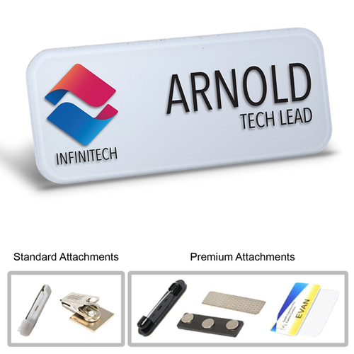 3"W x 1"H Custom Printed Shadow Name Badge
