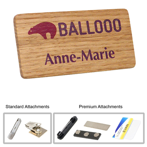 1.25" x 3" Engraved Wood Name Badge