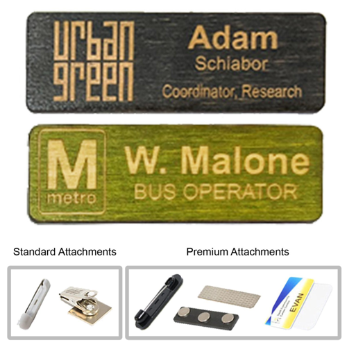 1"x 3" Engraved Wood Name Badge