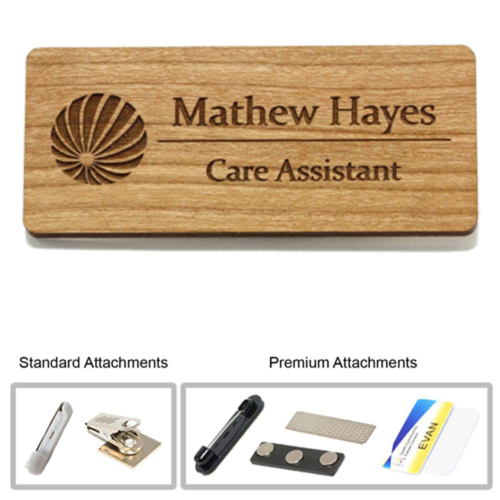1.5" x 3" Engraved Wood Name Badge