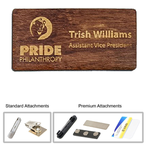2.125" x 3.375" Engraved Wood Name Badge