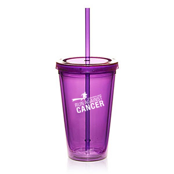 16 oz. Double Wall Acrylic Custom Tumblers With Straws