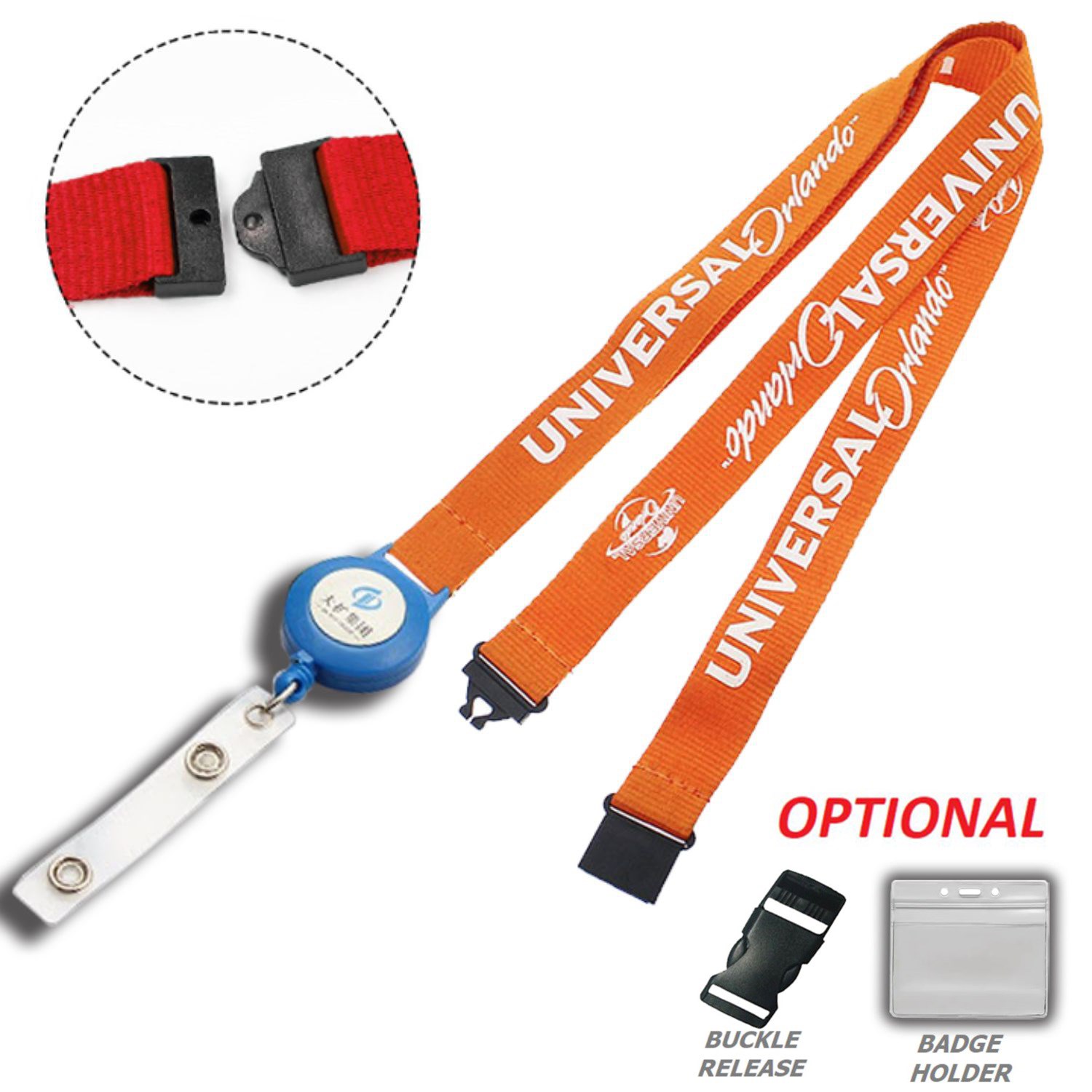 Polyester Combo Badge Reel Lanyard w/ Safety Breakaway