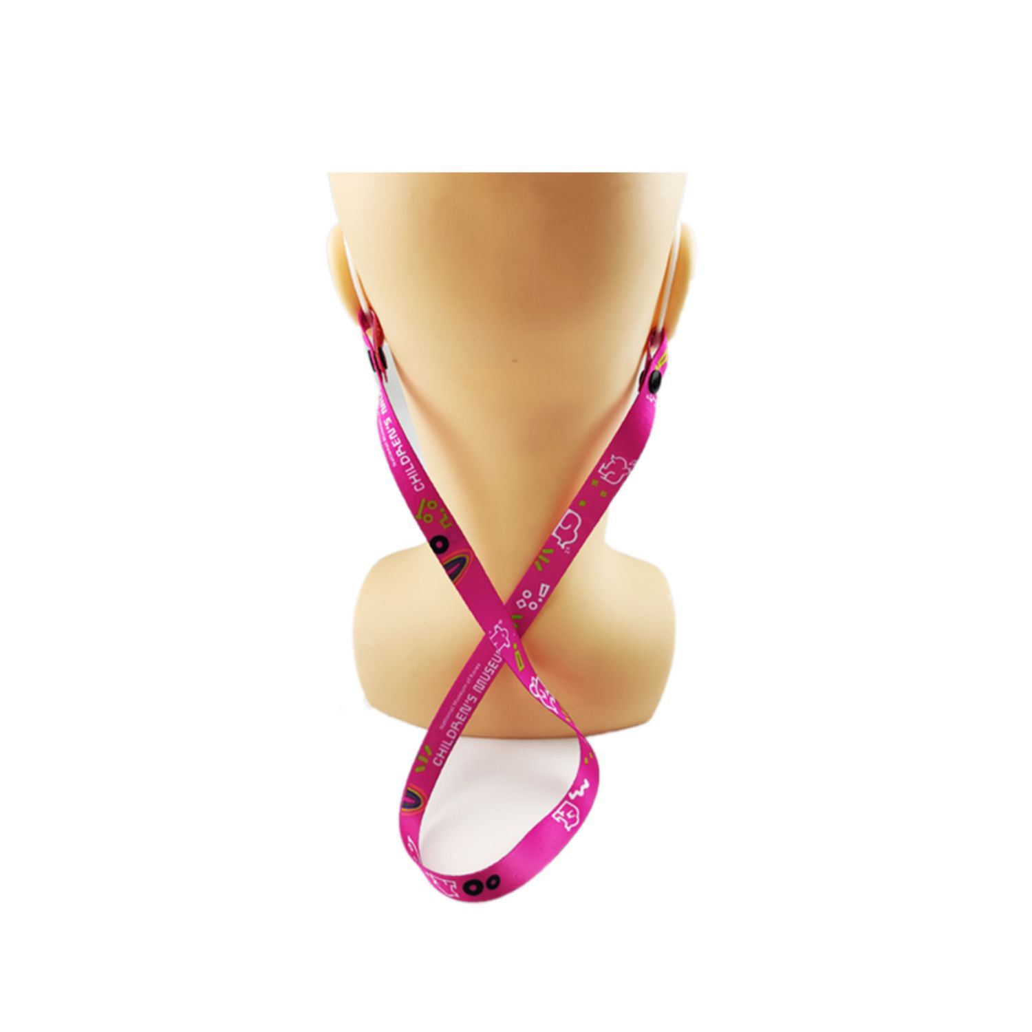 3/4" Full Color Mask Lanyard w/Snap Button Adjustable Holder