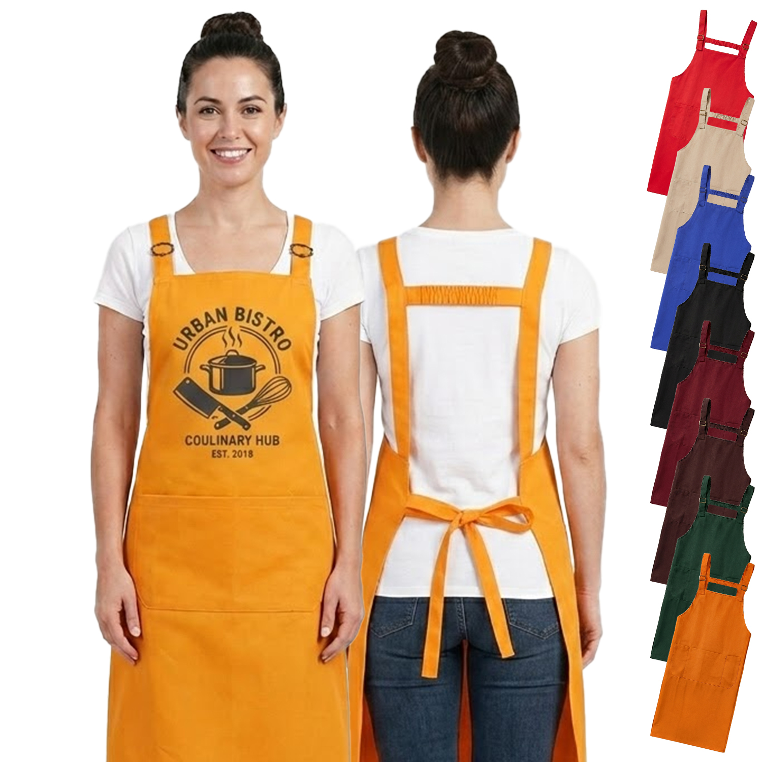 12 oz. 100% Cotton Waterproof Kitchen Apron w/ Back support