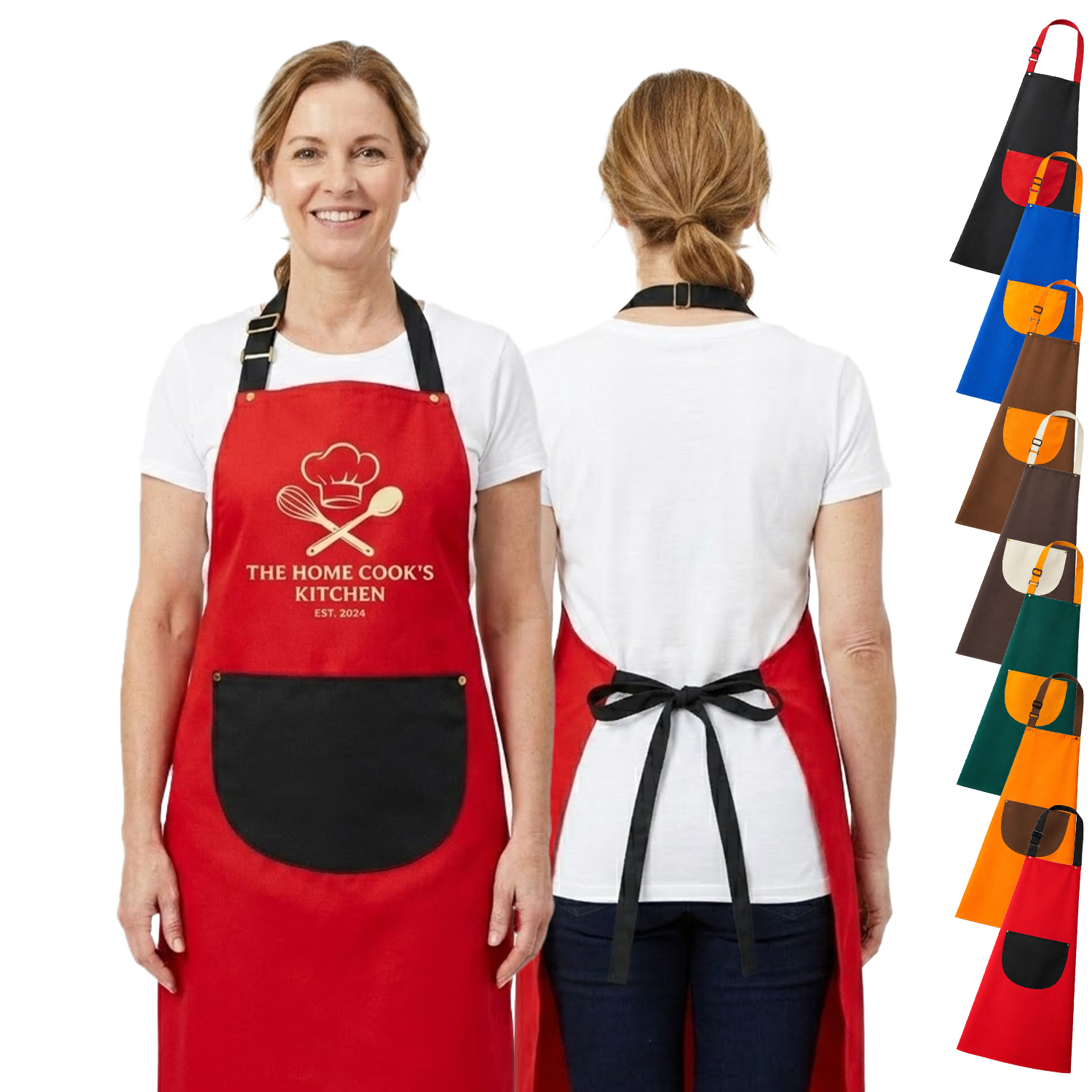 12 oz. Double frock Kitchen Apron w/ Contrast strap & Pocket