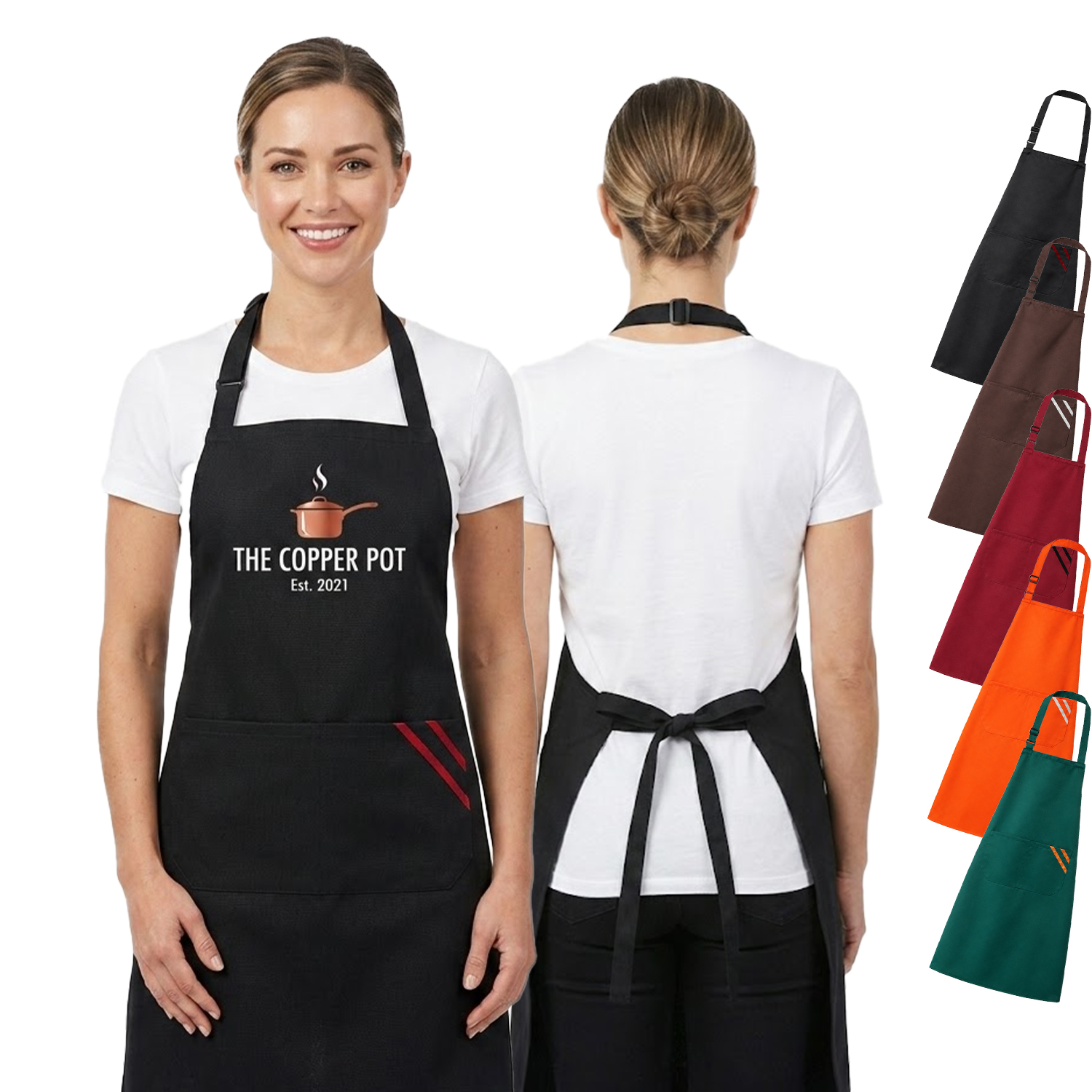 12 oz. Woven knitted Kitchen Aprons w/ 2 Pockets with accent