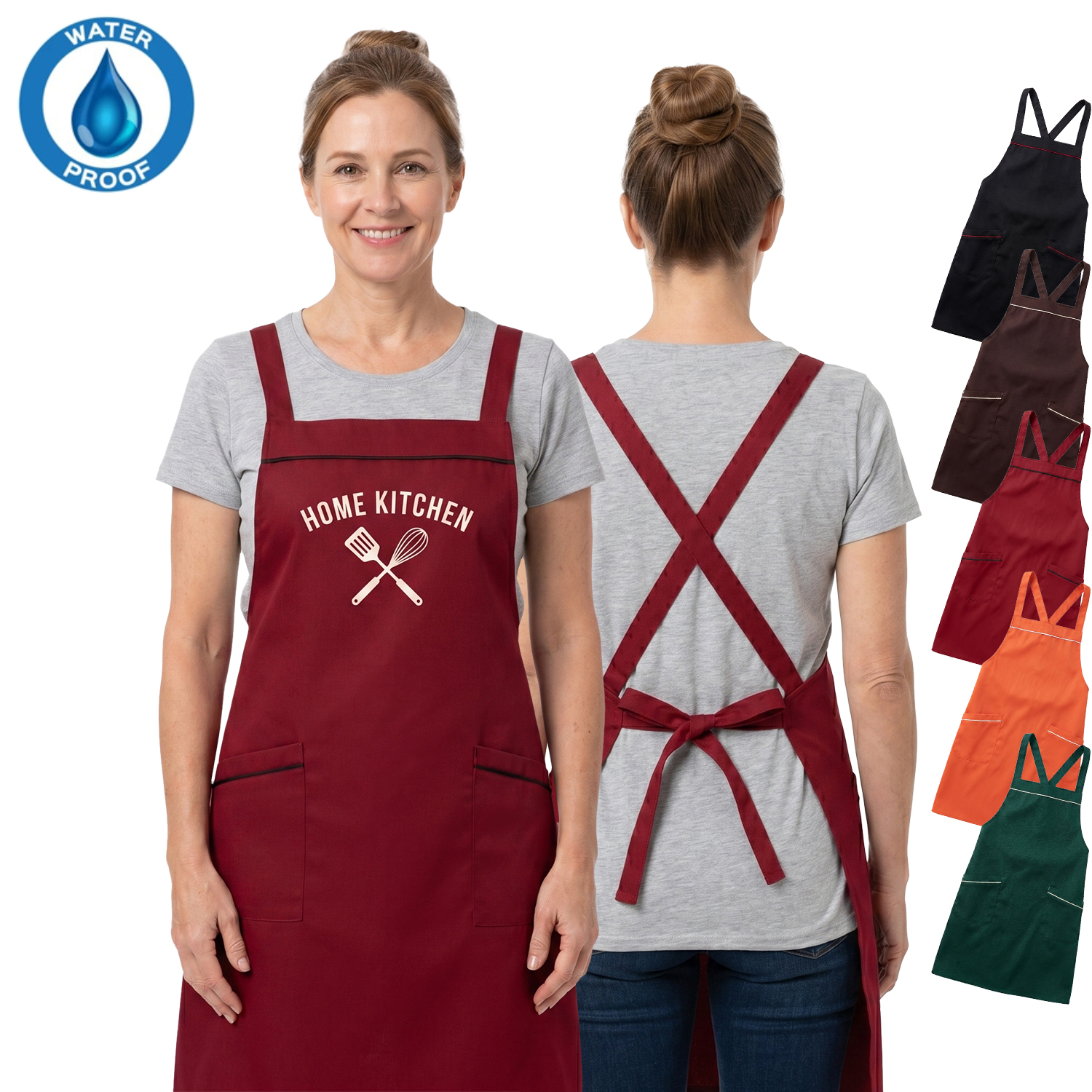 12 oz Woven knitted Kitchen Apron w/ Cross Strap & 2 pockets