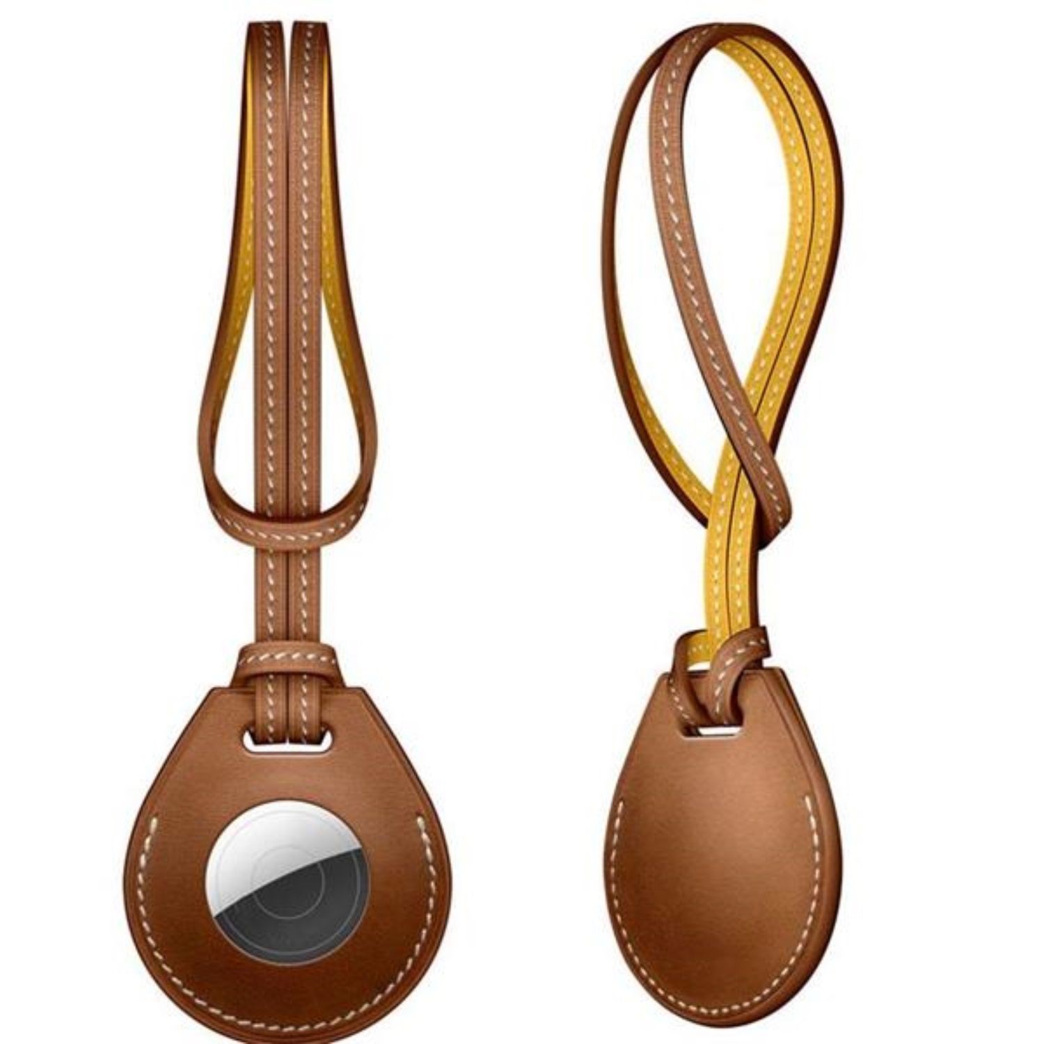 Leather AirTag Holder w/ Loops Custom Airtag Keeper