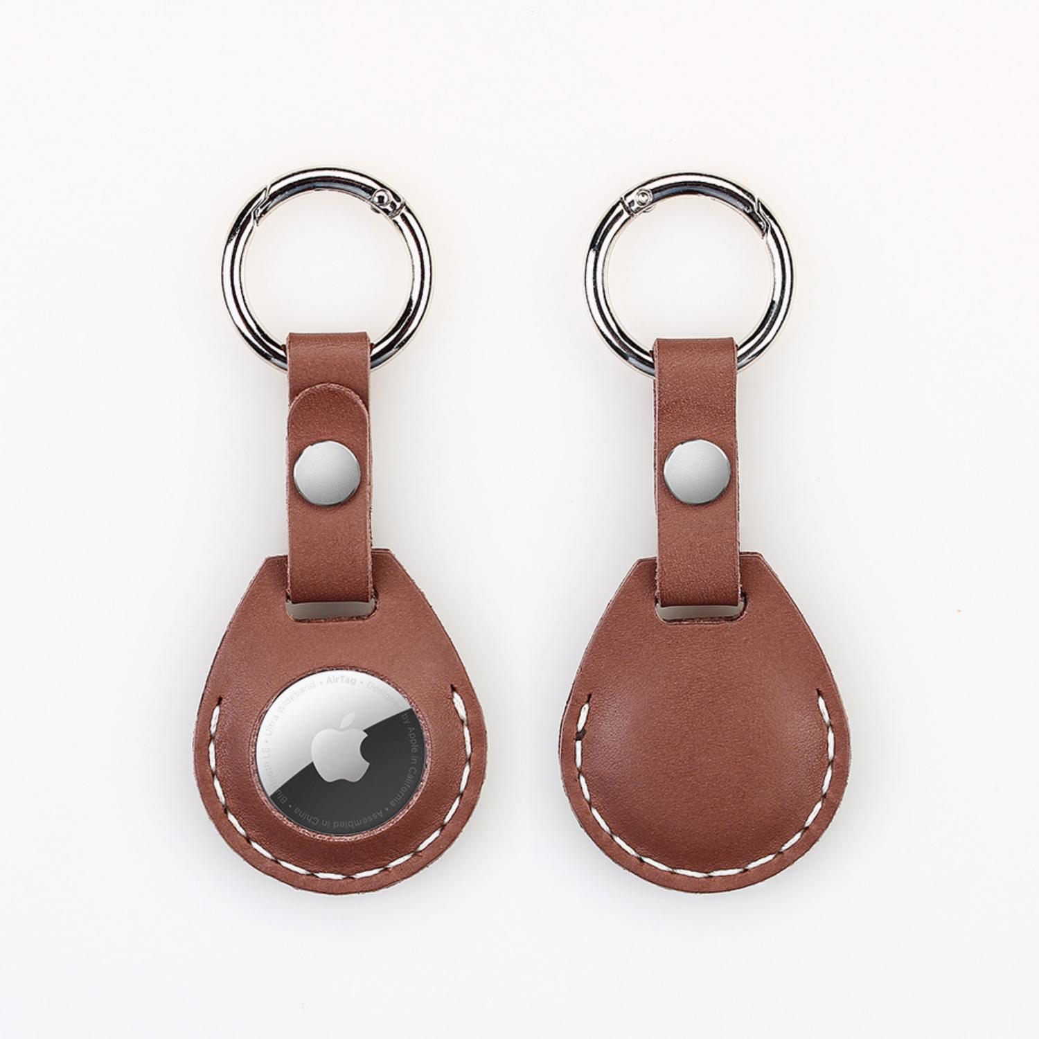 Leather AirTag Holder w/ Belt Closure & Keyring Custom Logo