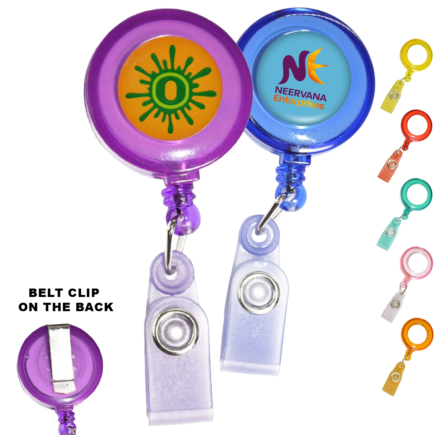 Transparent Round Badge Reel Holder w/ Match Color Strap