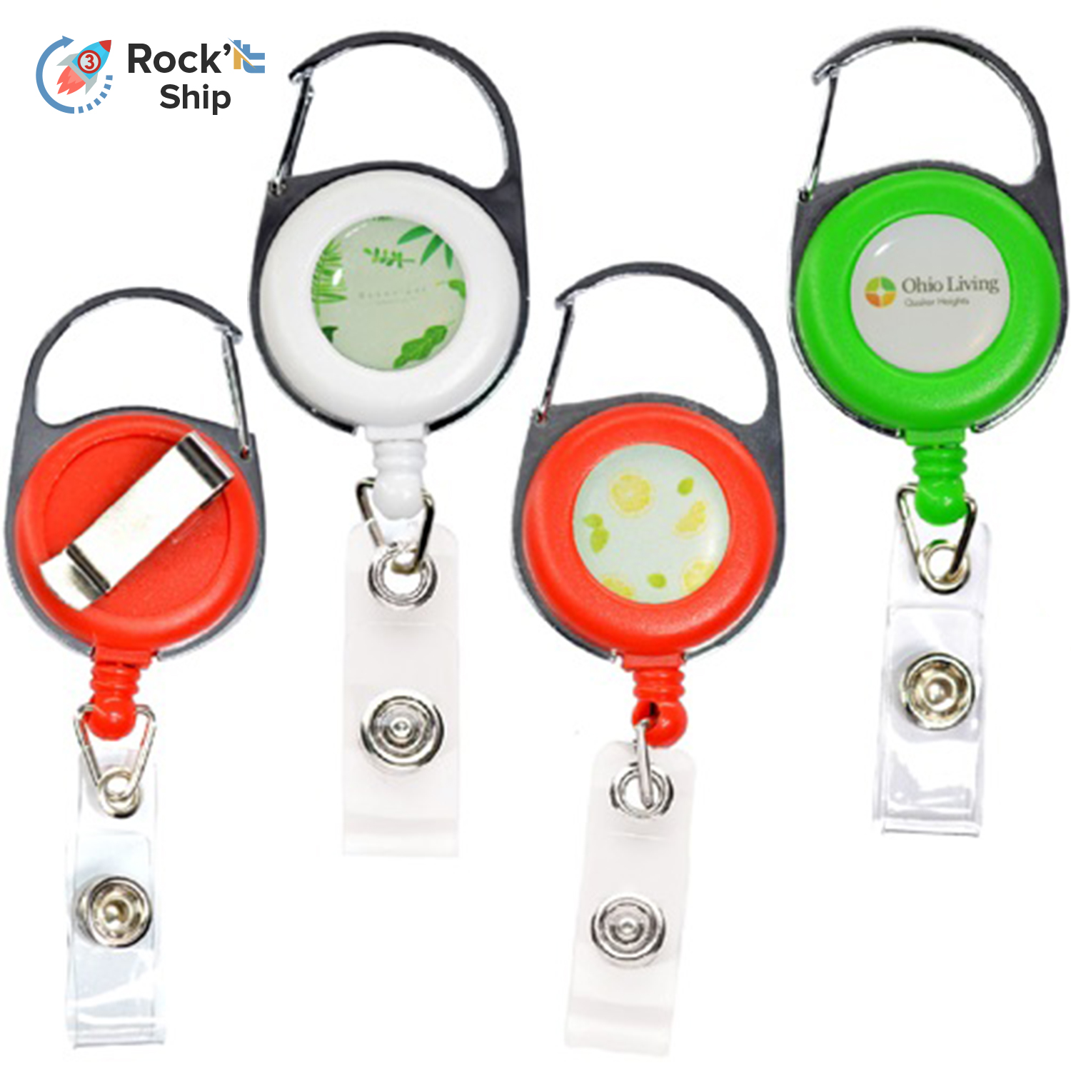 Rock'it 3-Day Retractable Carabiner Round Badge Reel w/ Belt Clip