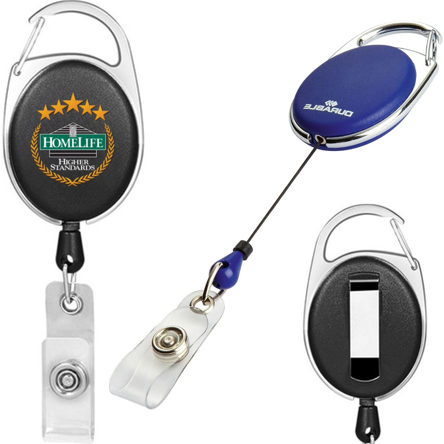Rock'it 3-Day Oval Carabiner Retractable Badge Reel w/ Belt Clip