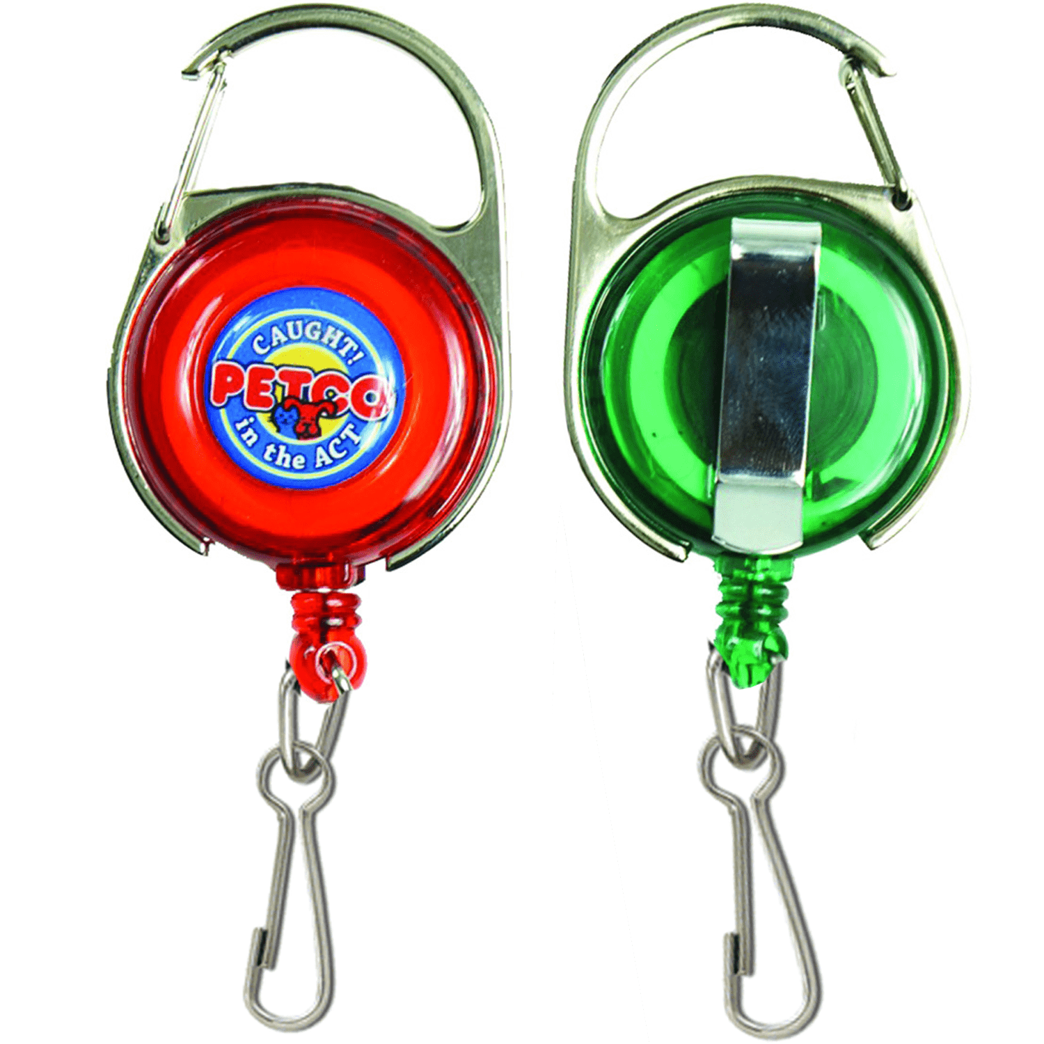 Transparent Carabiner Badge Reel w/ J-Hook & Belt Clip