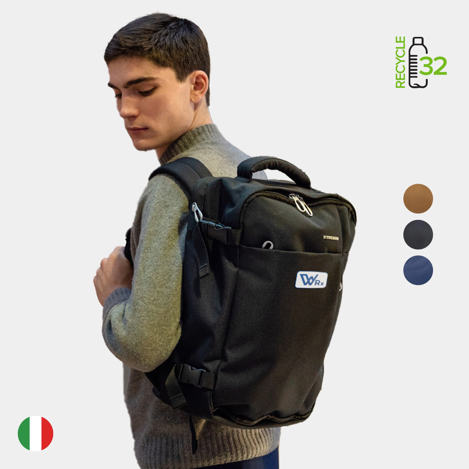 TUCANO® - Italy TUGO M Recycled Exclusive Cabin Luggage Travel Backpack