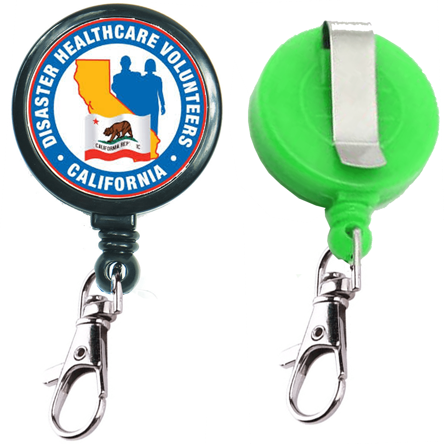 Large Retractable Round Badge Reel w/ Lobster Claw & Belt Clip