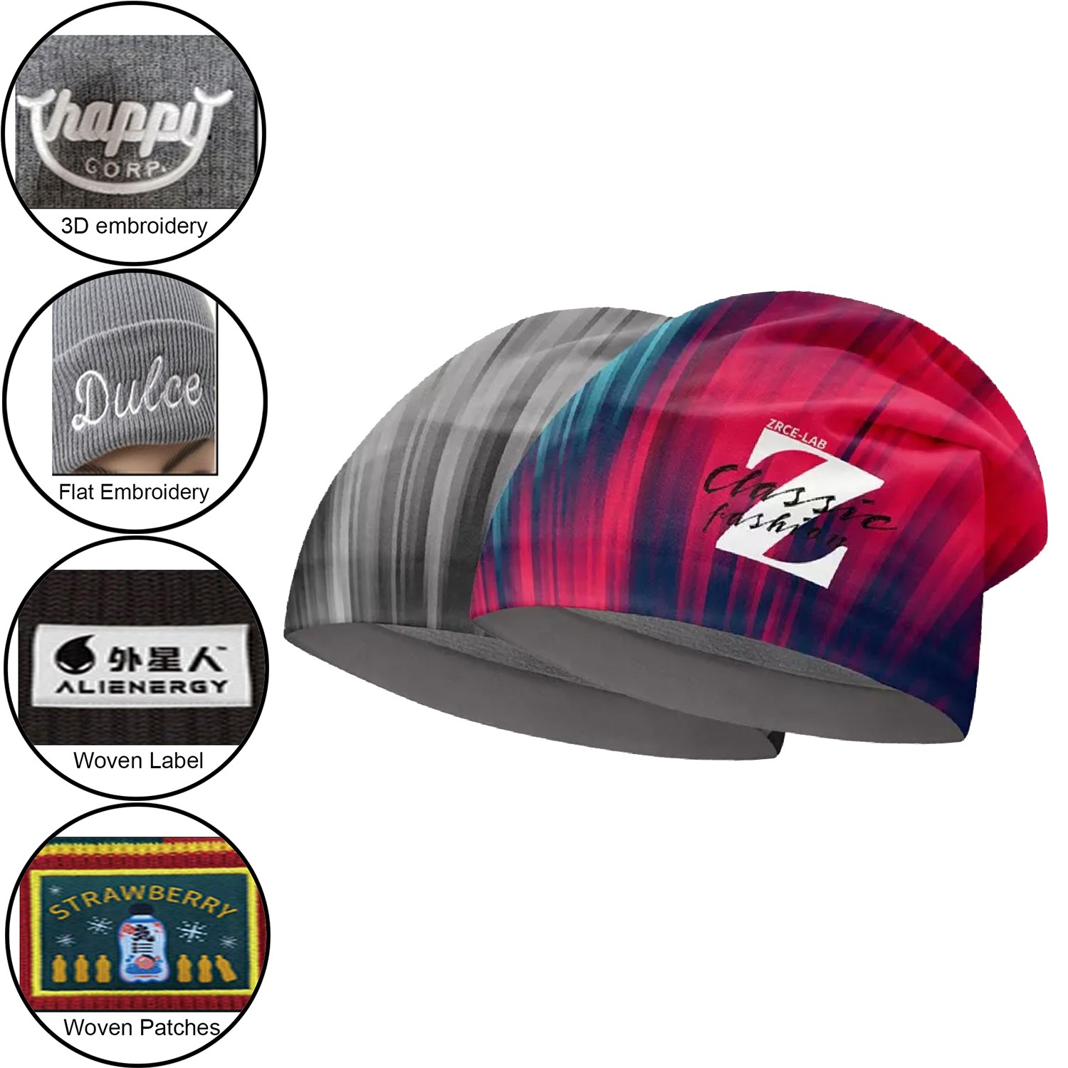 Dual layer sublimation beanie with inner fleece