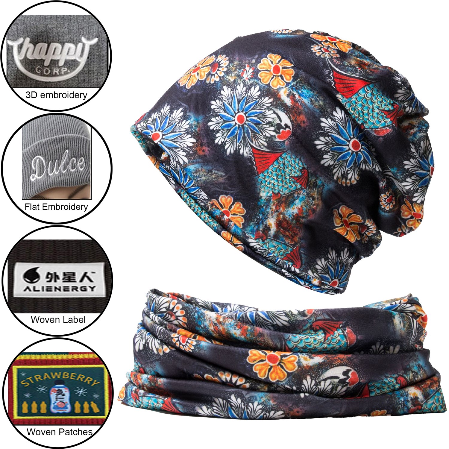 Sublimation beanie with matching neck scarf