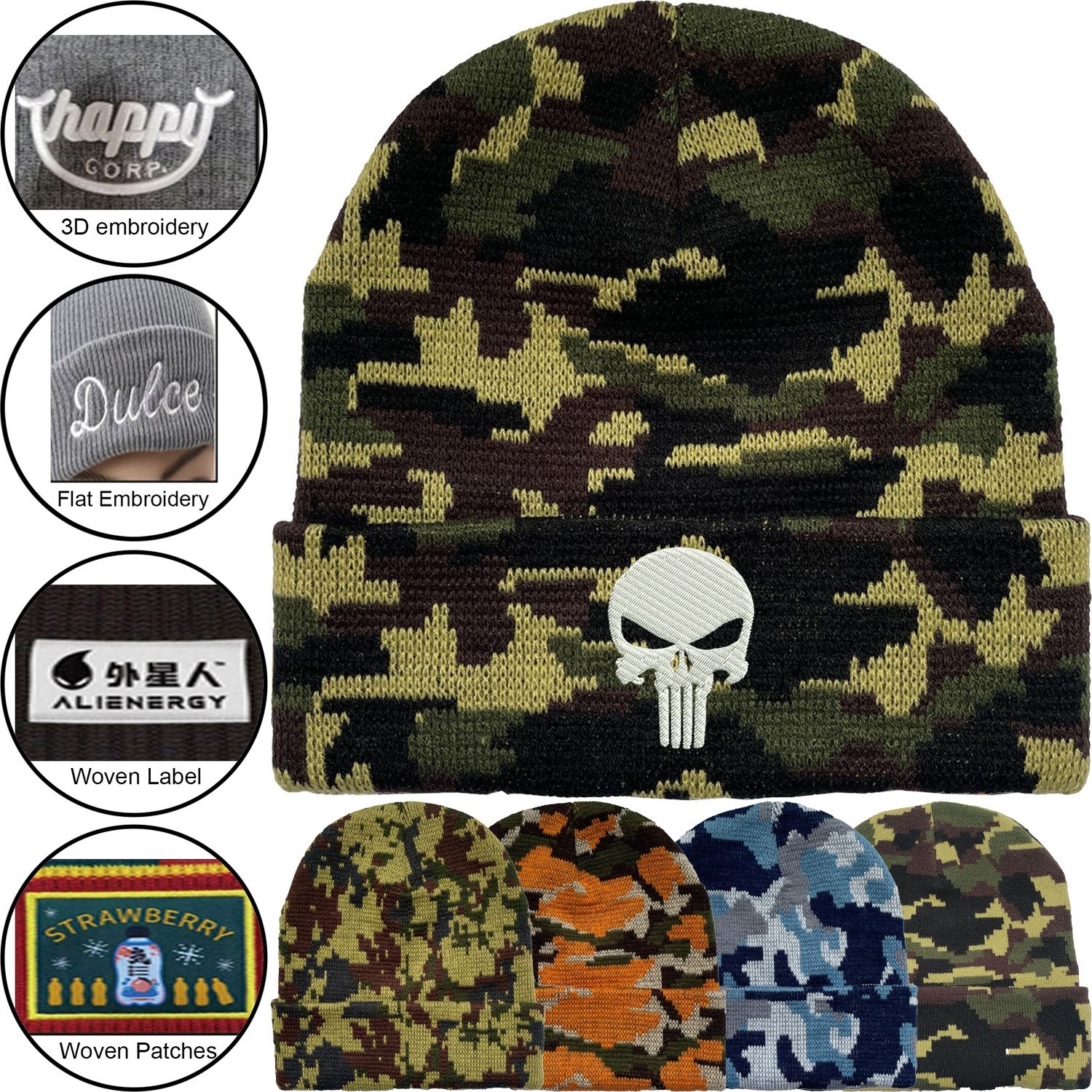 Unisex Camouflage Knitted Cuffed Beanie