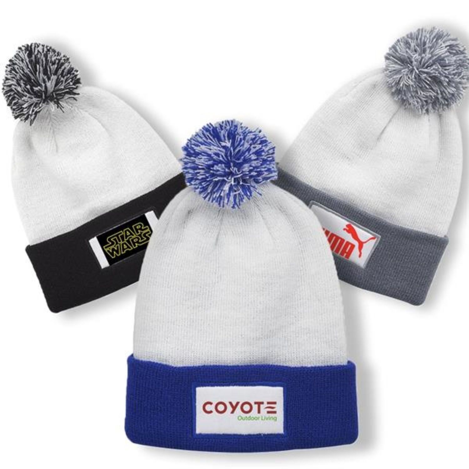 Fuji Beanie w/ Custom Printed Two-Tone Pom Pom Beanies