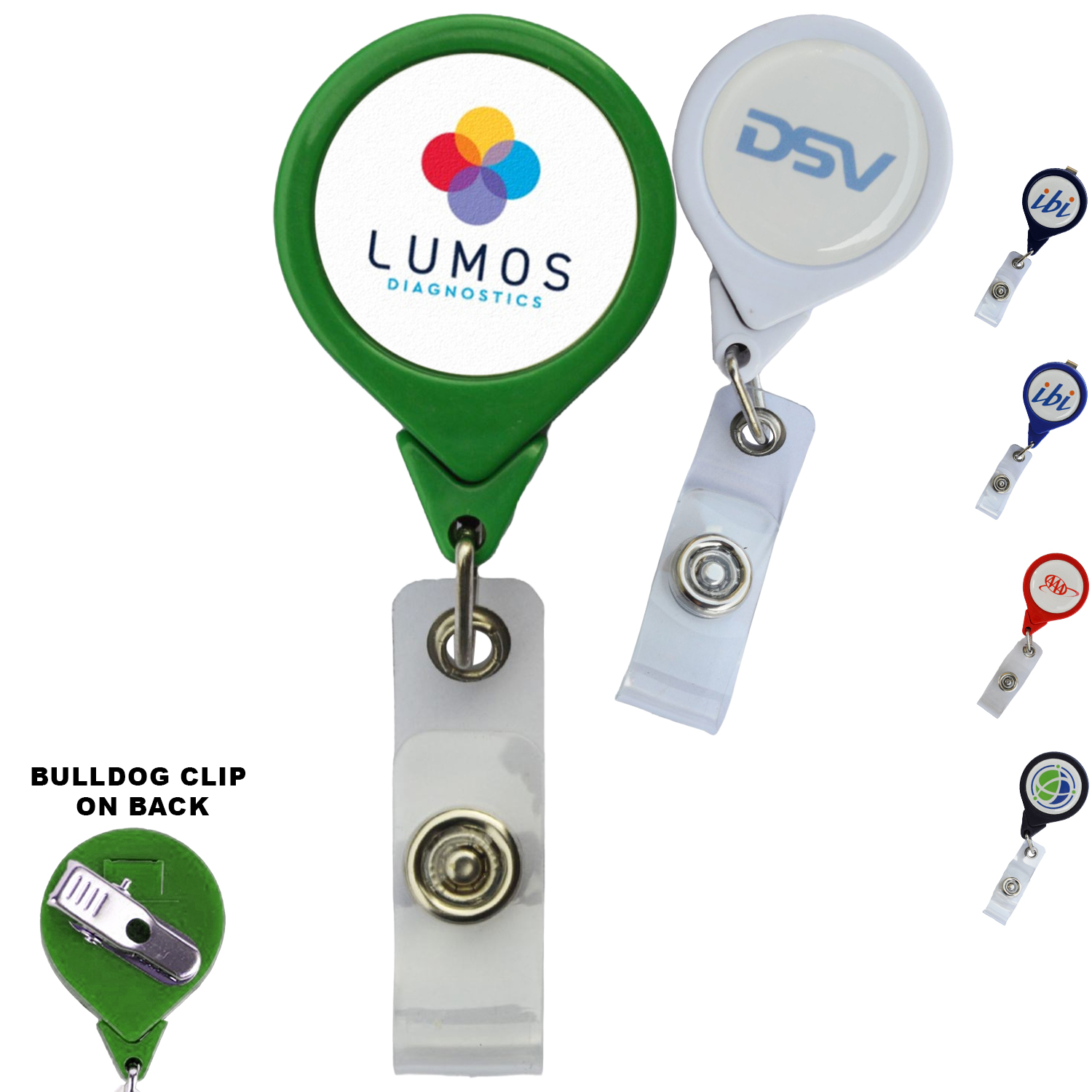 No-Twist Round Retractable Badge Reel w/ Bulldog Clip