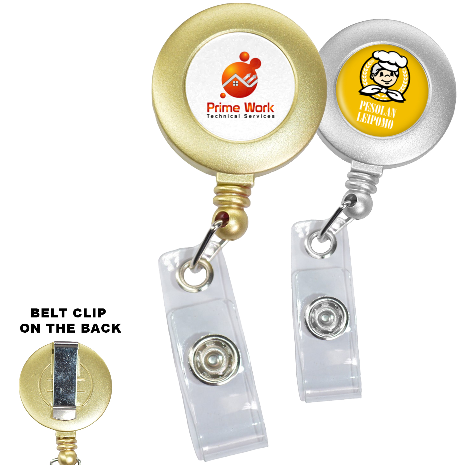 Painting Color Round Badge Reel Holder w/ Belt Clip
