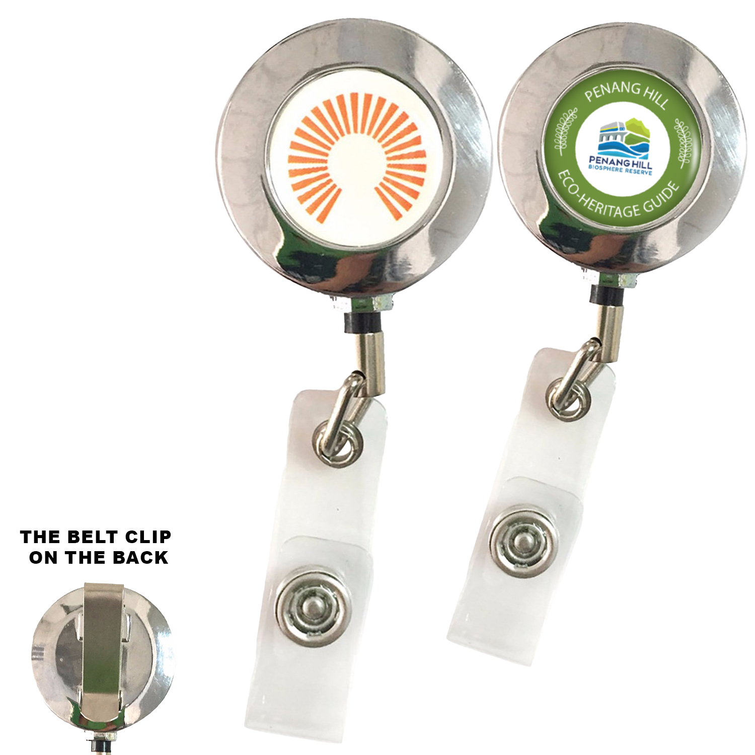 Metal Retractable Round Badge Reel w/ Belt clip backing