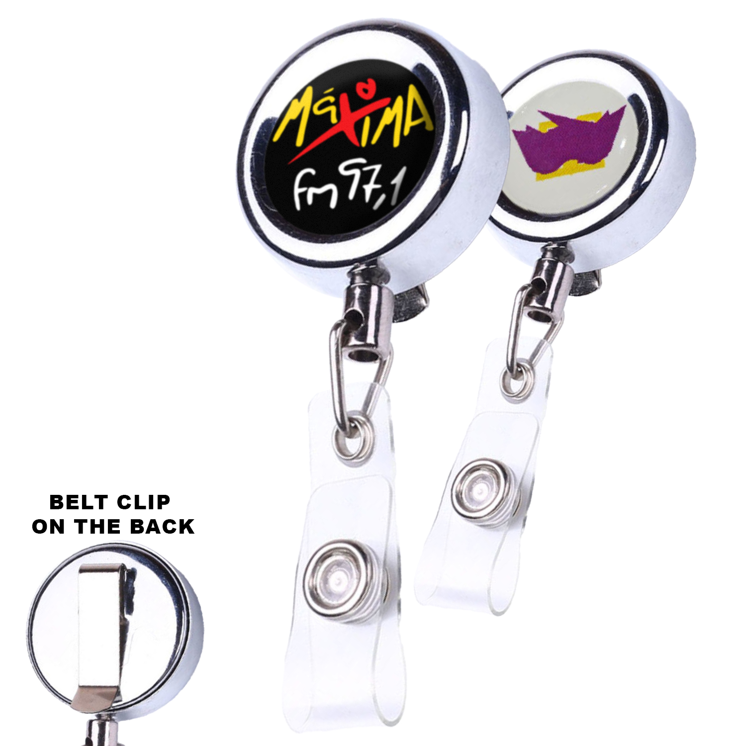 Zinc Alloy Concave Surface Round Badge Reel Holder w/ Belt clip