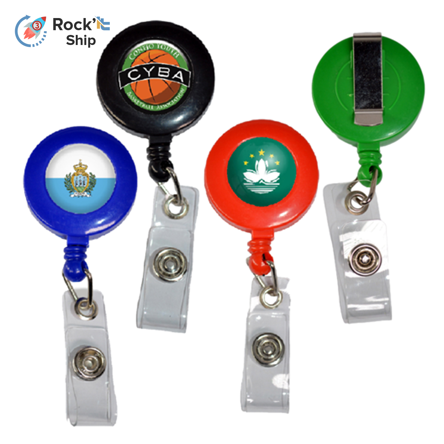 Rock'it 3-Day Retractable Round Badge Reel Holder w/ Belt Clip