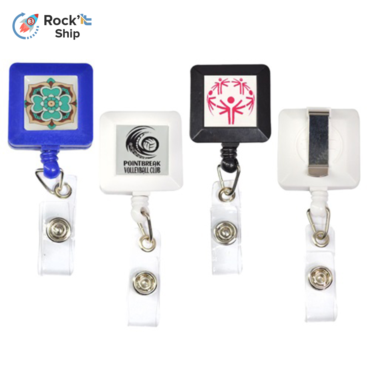 Rock'it 3-Day Square Retractable Badge Reel w/ Belt Clip