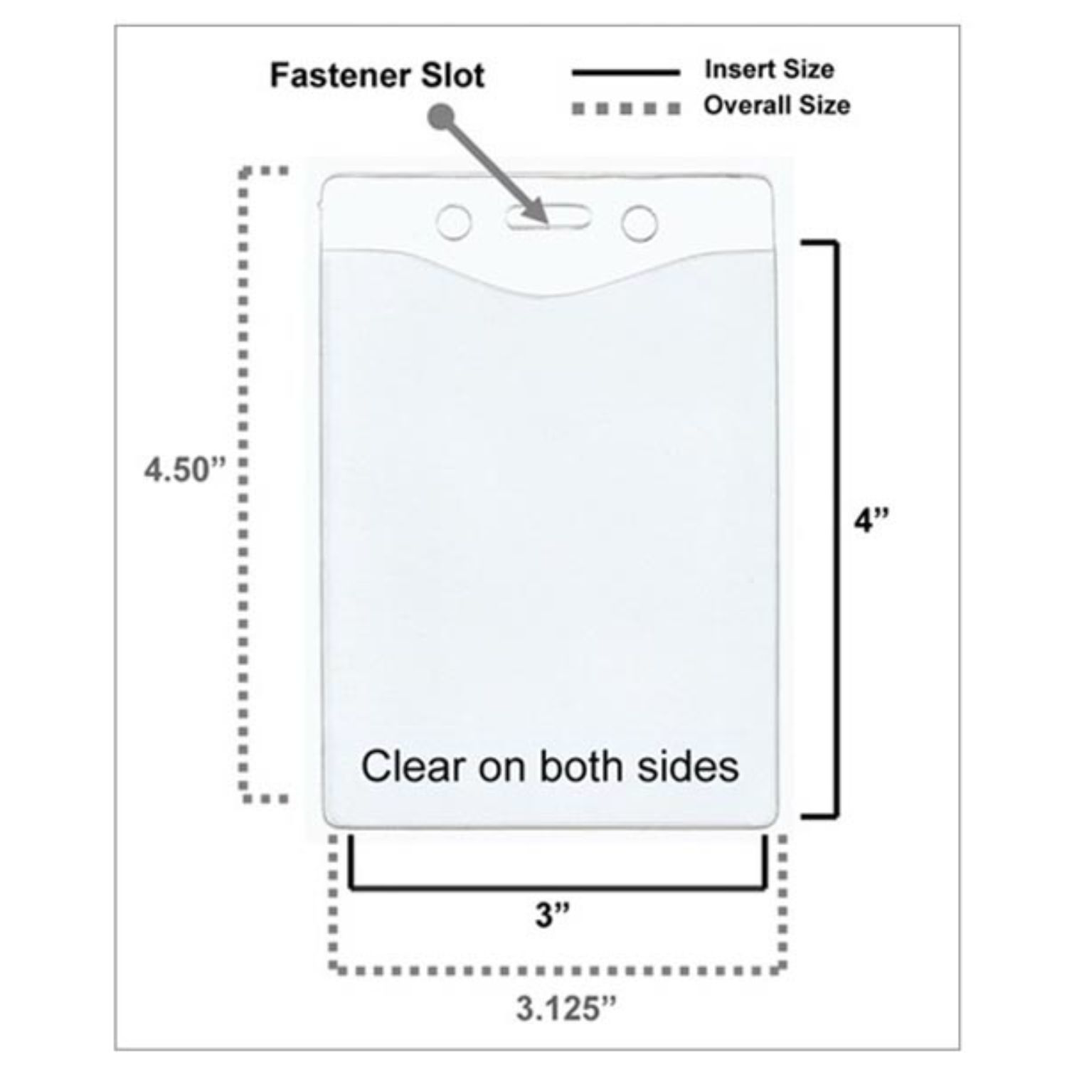 4x3 inch Vertical Vinyl Badge Holder With Slot