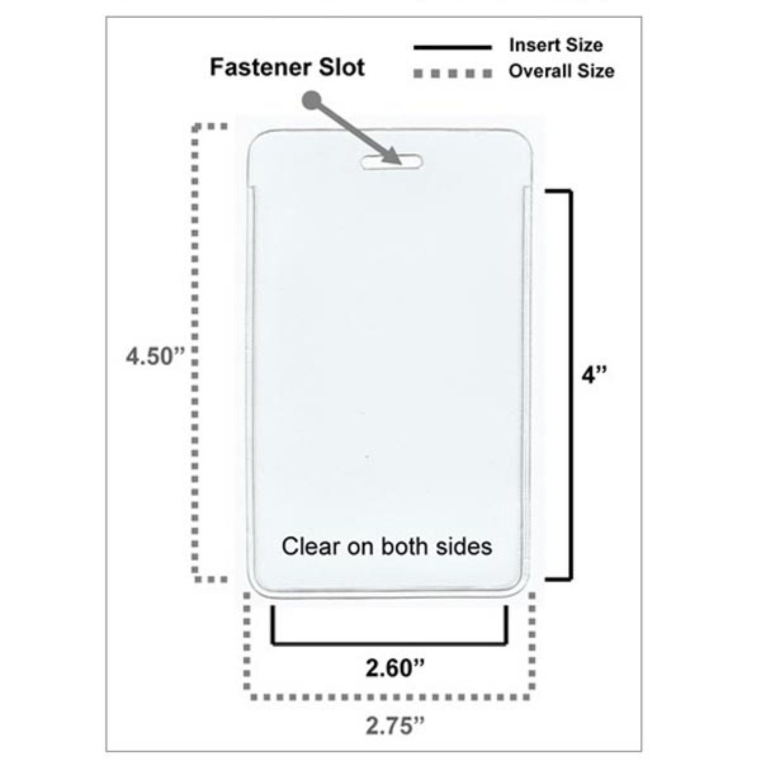 2.5"W x 3.75"H inch Vertical Vinyl Badge Holder With Slot